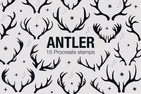 Antler Procreate Stamps: Elevating Digital Illustrations with 15 Unique Deer Antler Designs