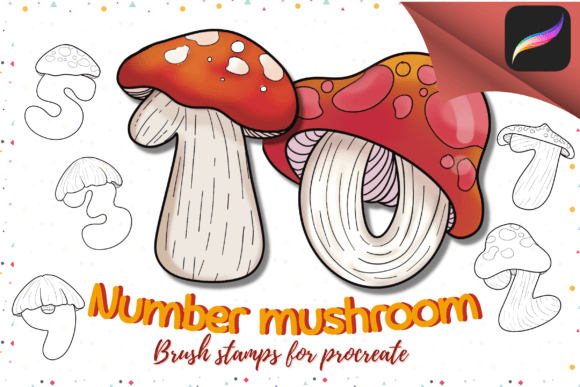 Brush Stamps Number Mushroom for Procreate