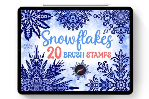 Enhancing Winter Digital Art with Snowflakes Brush Stamps for Procreate